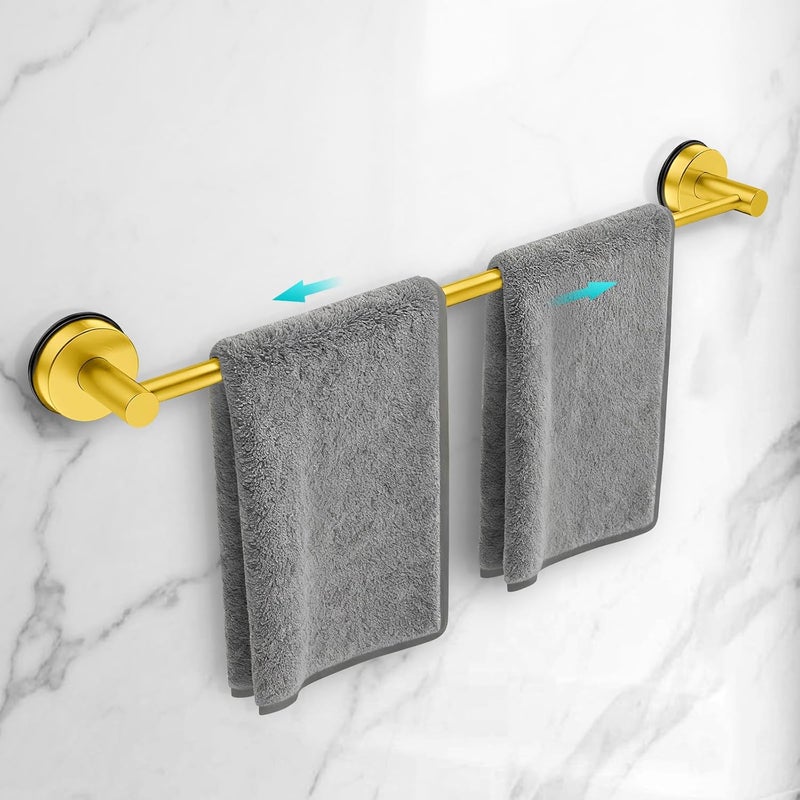 WingWider Adjustable Suction Cup Towel Bar for Bathroom Wall,14.6Inch~24 Inch Towel Racks for Bathroom,Stainless Steel Bath Towel Holder for Shower(Brushed Gold) - Image 1